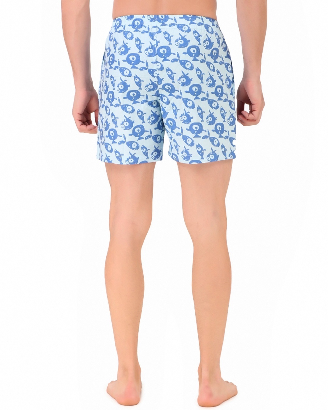 Buy Men's Blue All Over Fish Printed Cotton Boxers Online in India at ...