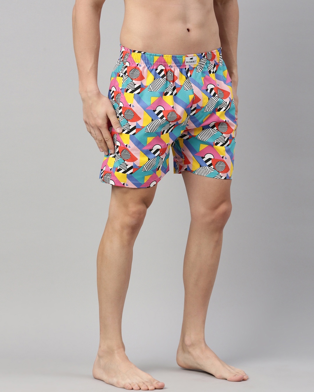 Shop Men's Blue All Over Printed Cotton Boxers-Back