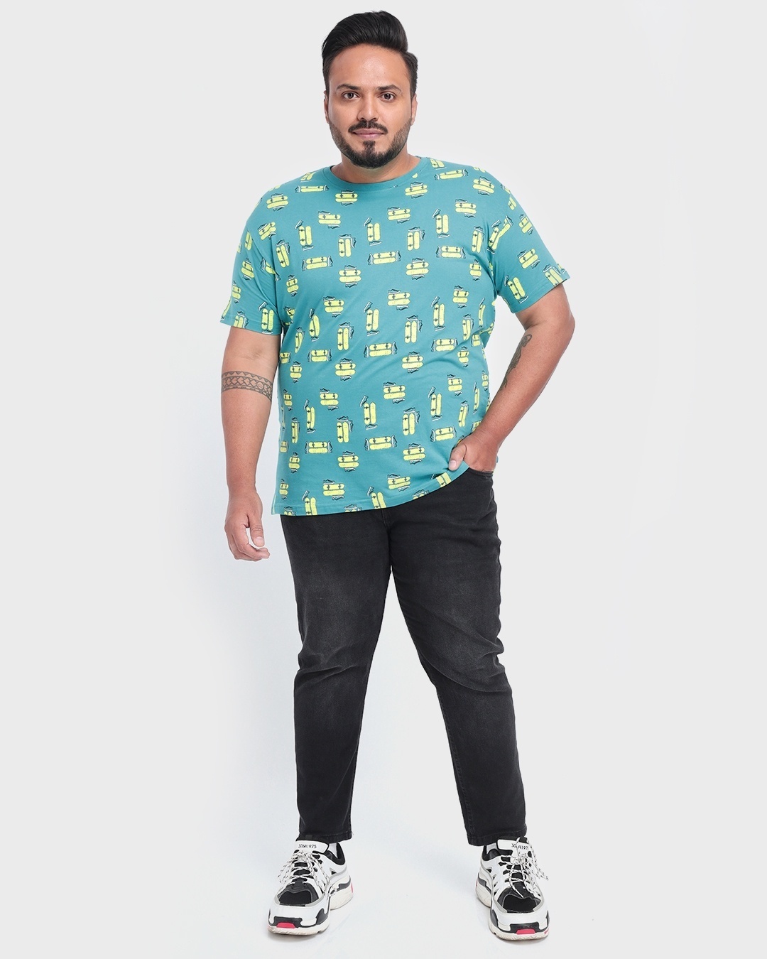 Shop Men's Blue All Over Printed Plus Size T-shirt-Full