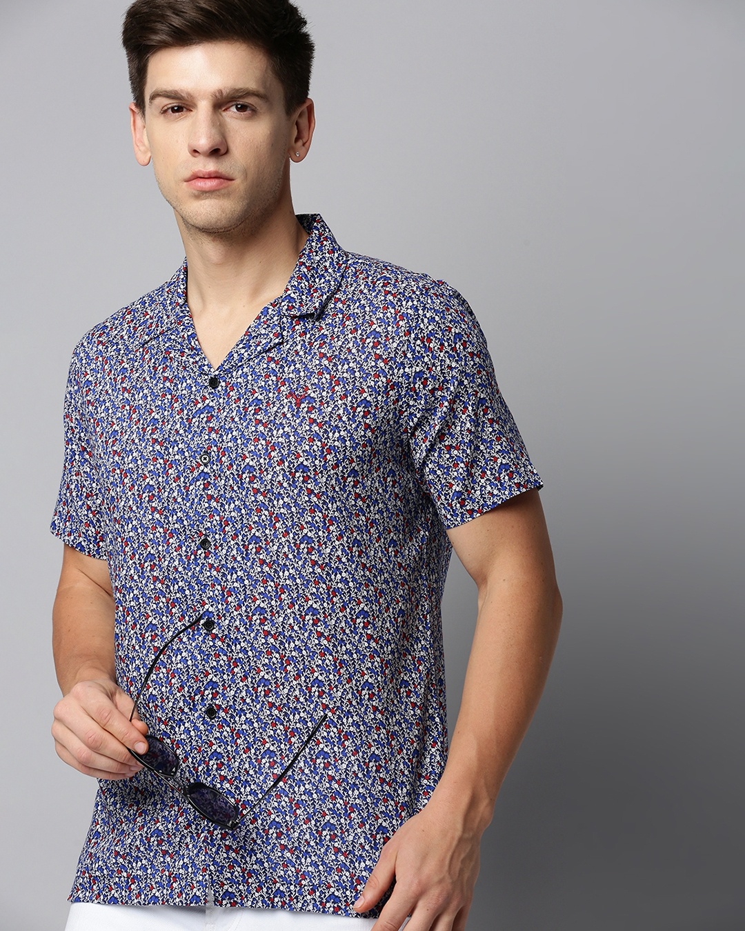 Buy Mens Blue All Over Printed Slim Fit Shirt Online At Bewakoof 9166