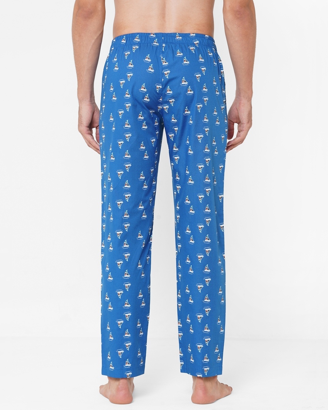 Buy Men's Blue All Over Yacht Printed Cotton Lounge Pants Online in ...