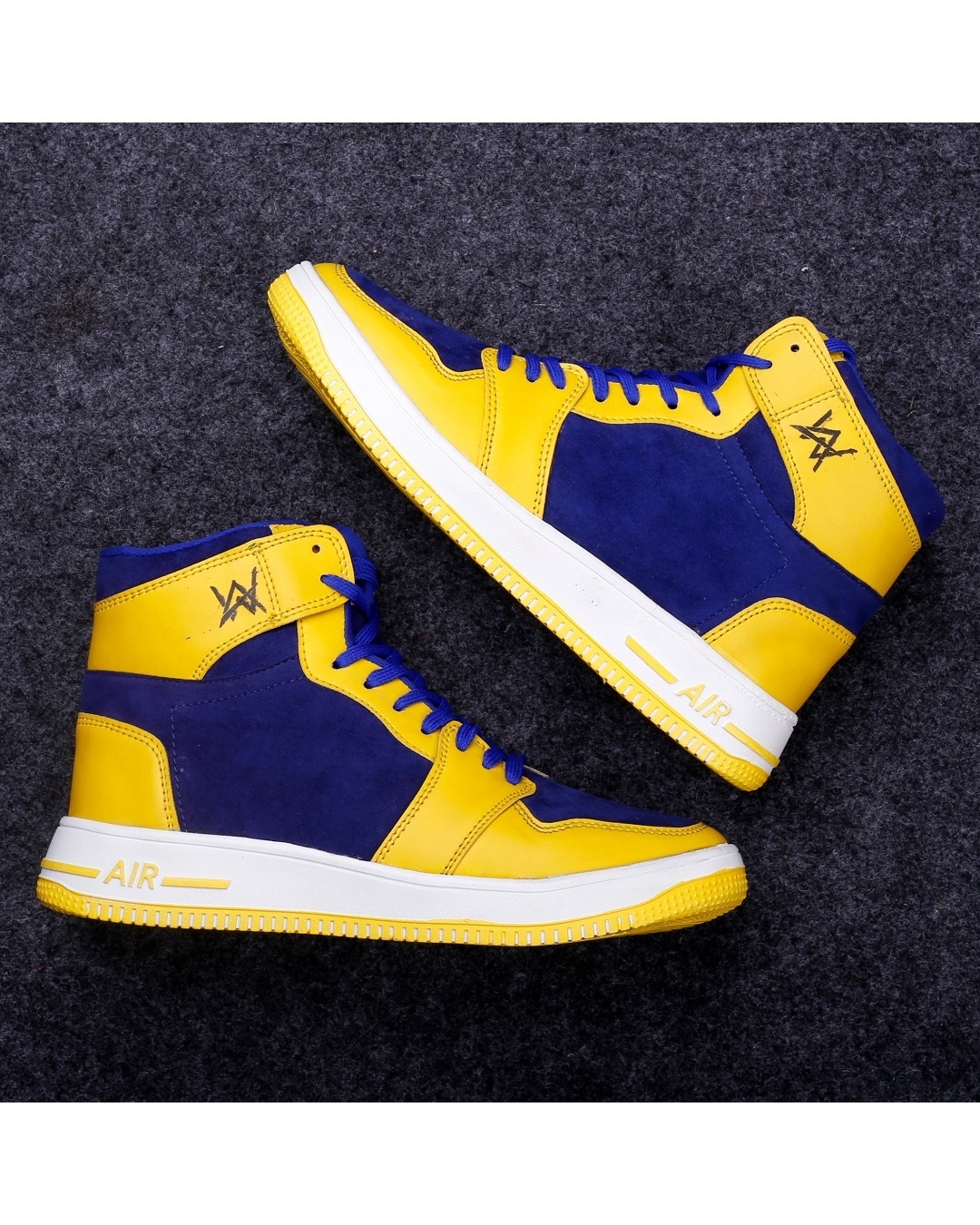 Shop Men's Blue and Yellow Color Block Sneakers-Front