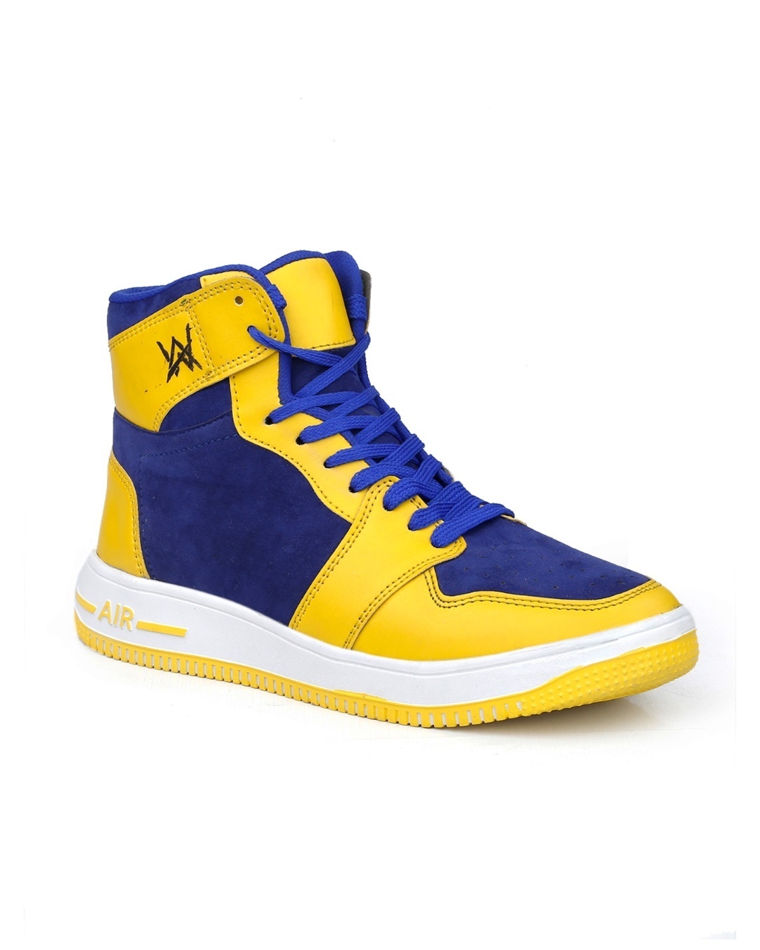 Shop Men's Blue and Yellow Color Block Sneakers-Back
