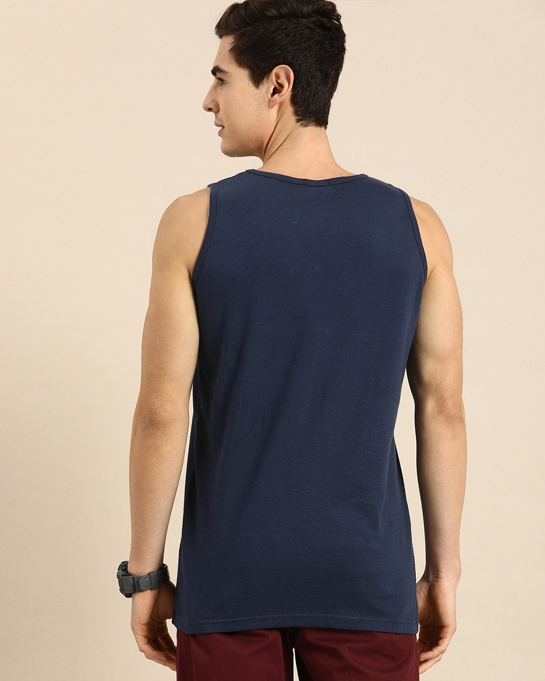 Shop Men's Blue Around The world Graphic Printed Vest-Back
