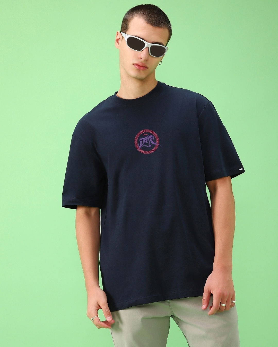 Buy Men's Blue Ashura Graphic Printed Oversized T-shirt Online at Bewakoof