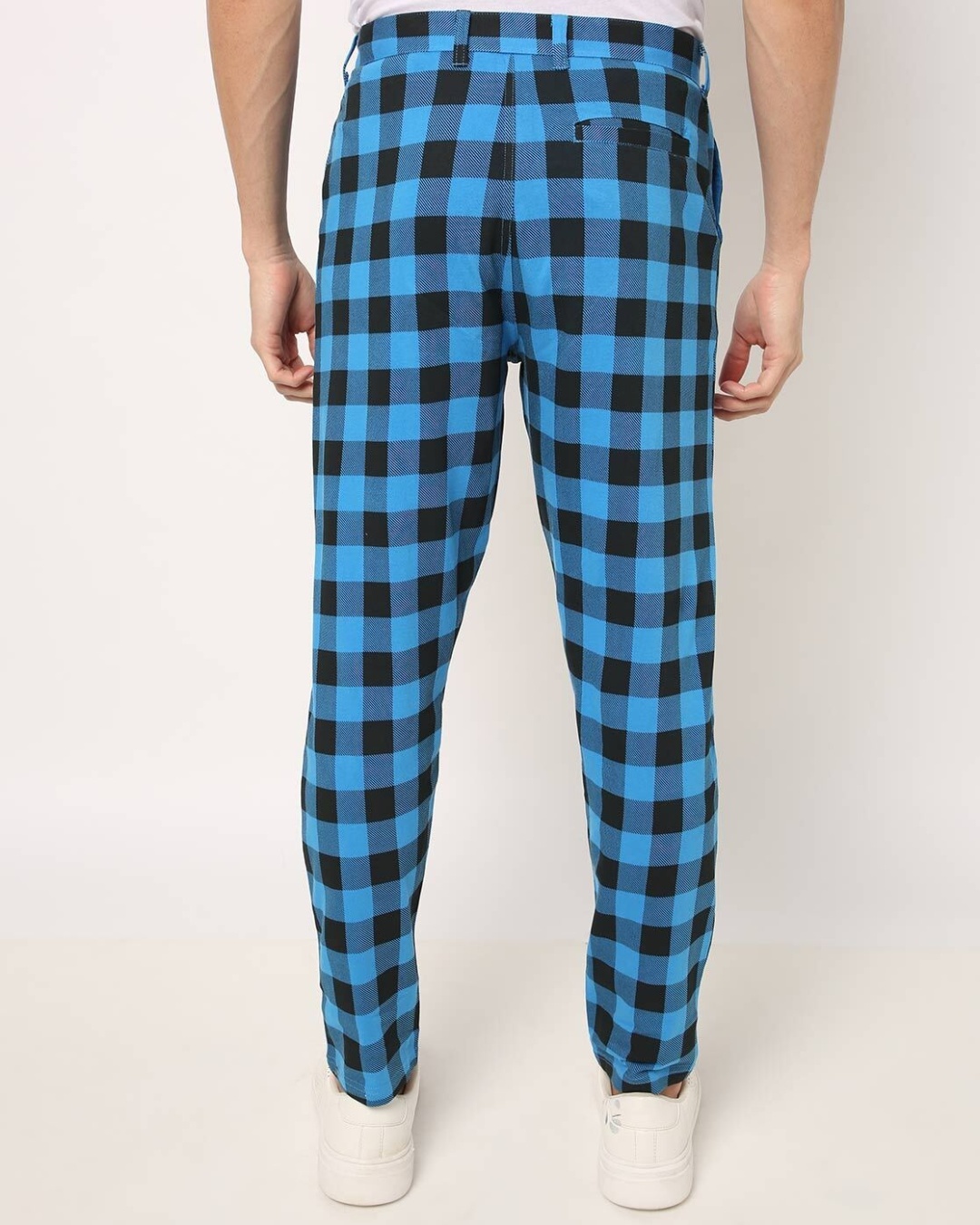 Shop Men's Blue & Black Checked Tapered Fit Chinos-Design