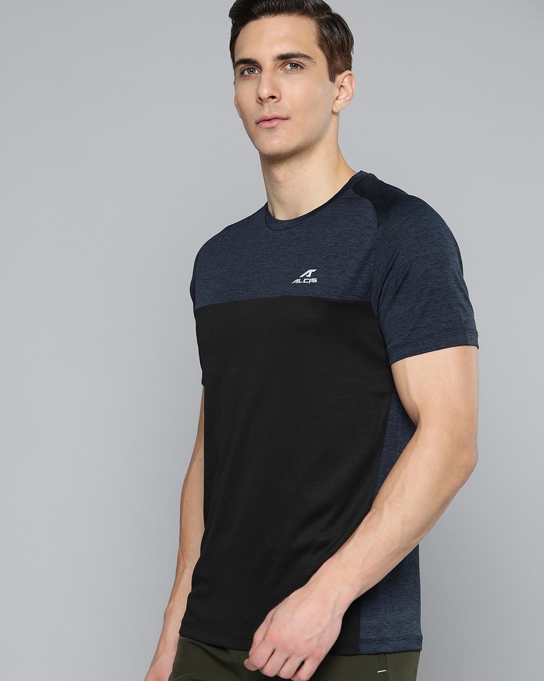 Buy Mens Blue And Black Color Block Slim Fit T Shirt For Men Blue Online At Bewakoof 4326