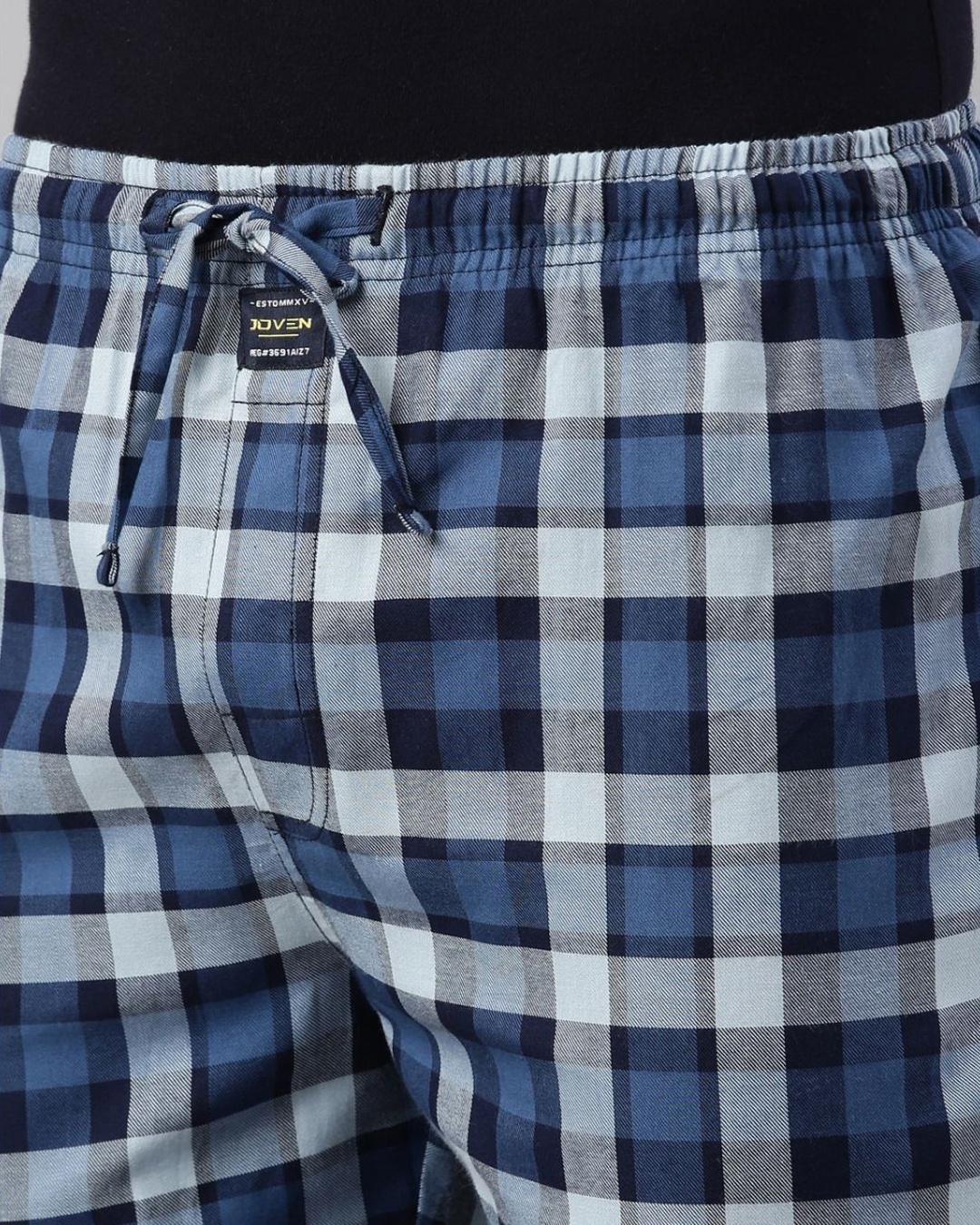 Shop Men's Blue Checked Cotton Pyjamas