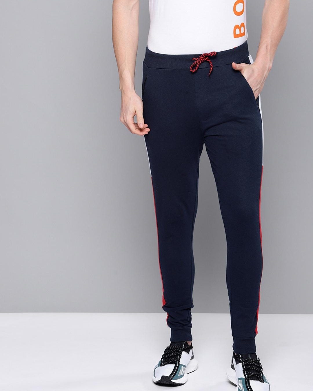 Buy Men's Blue Color Block Joggers for Men Blue Online at Bewakoof