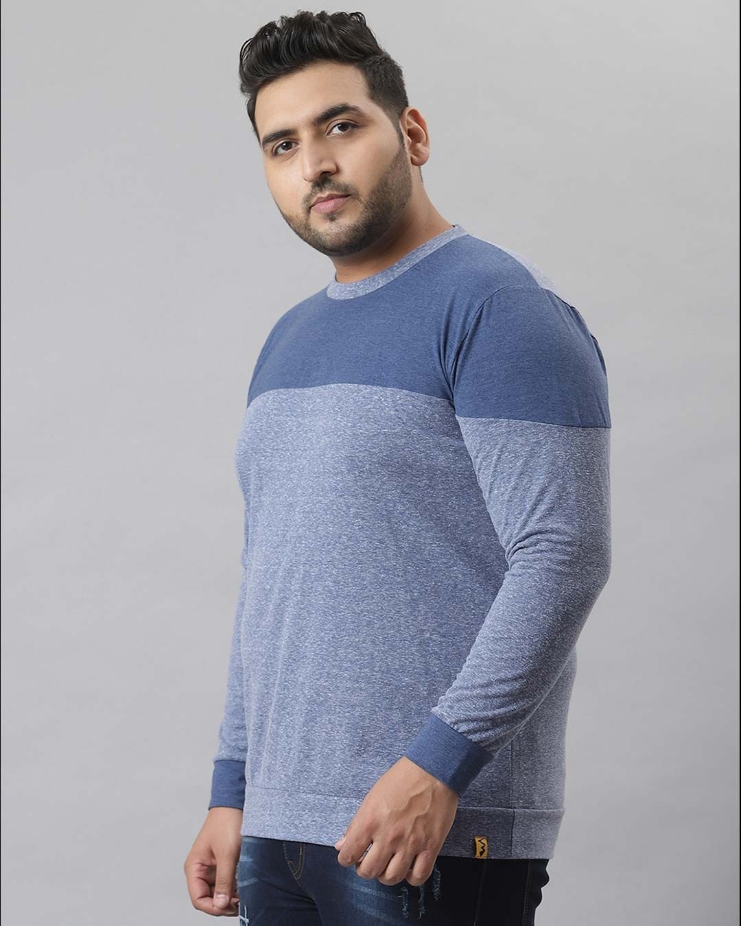 Shop Men's Blue Colorblock Stylish Full Sleeve Casual T-shirt-Design