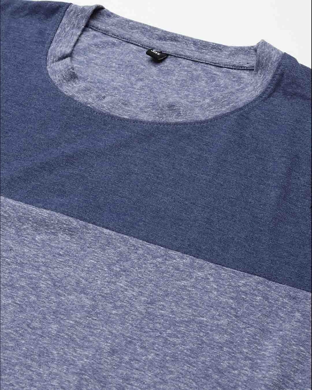 Shop Men's Blue Colorblock Stylish Full Sleeve Casual T-shirt
