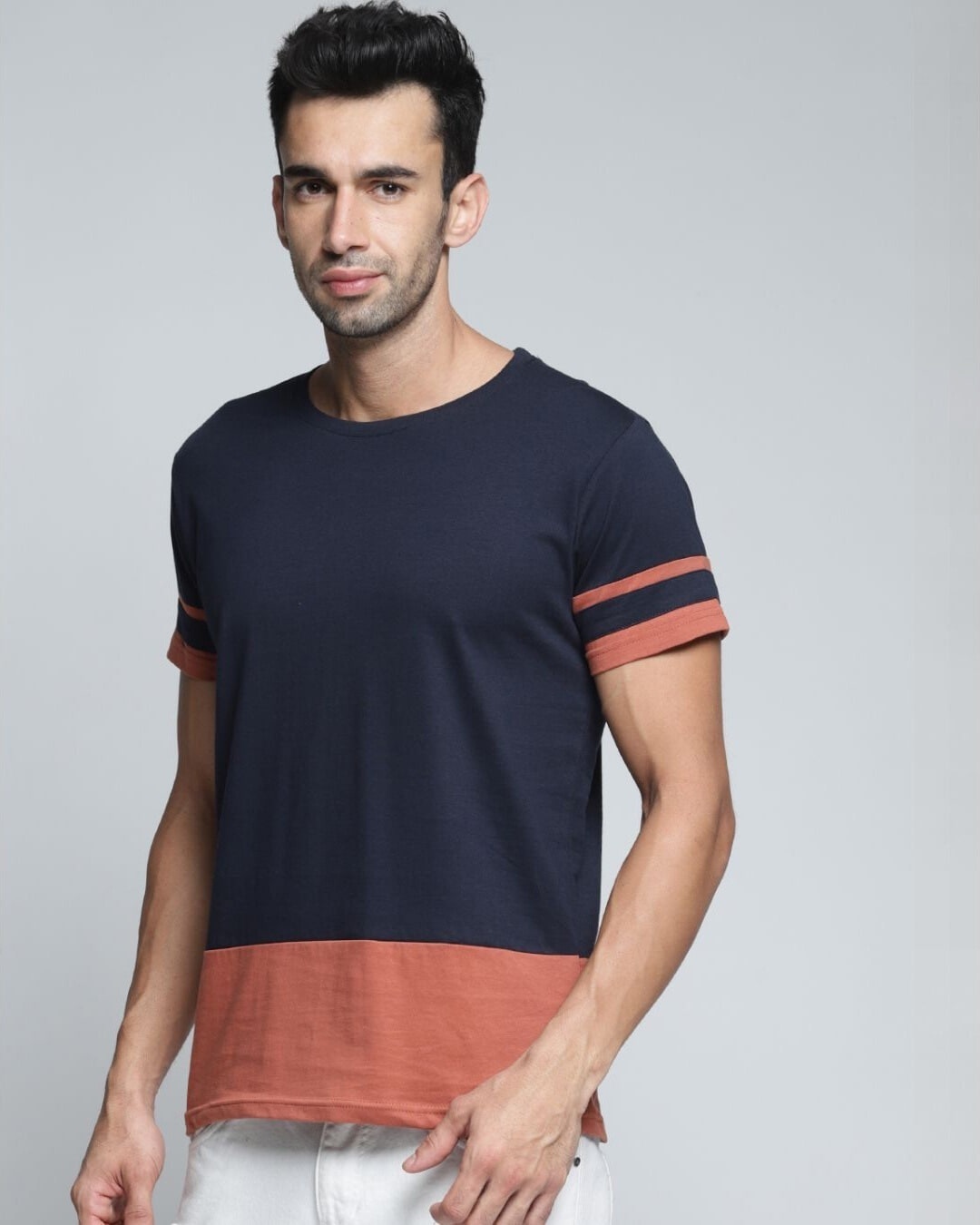 Shop Men's Blue Colourblocked T-shirt-Design