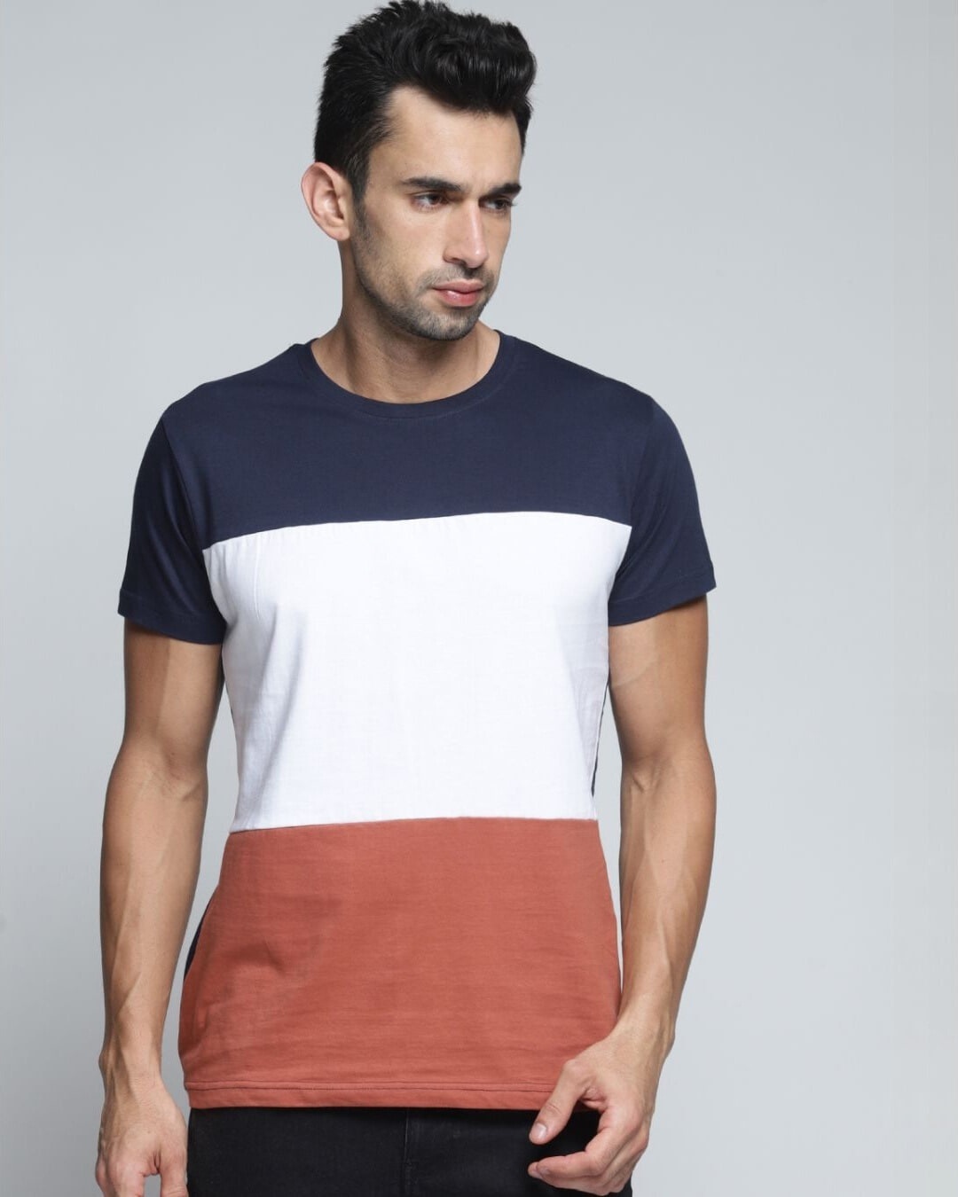 Shop Men's Blue Colourblocked T-shirt