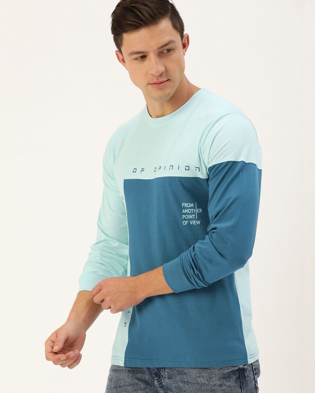 Shop Men's Blue Colourblocked T-shirt