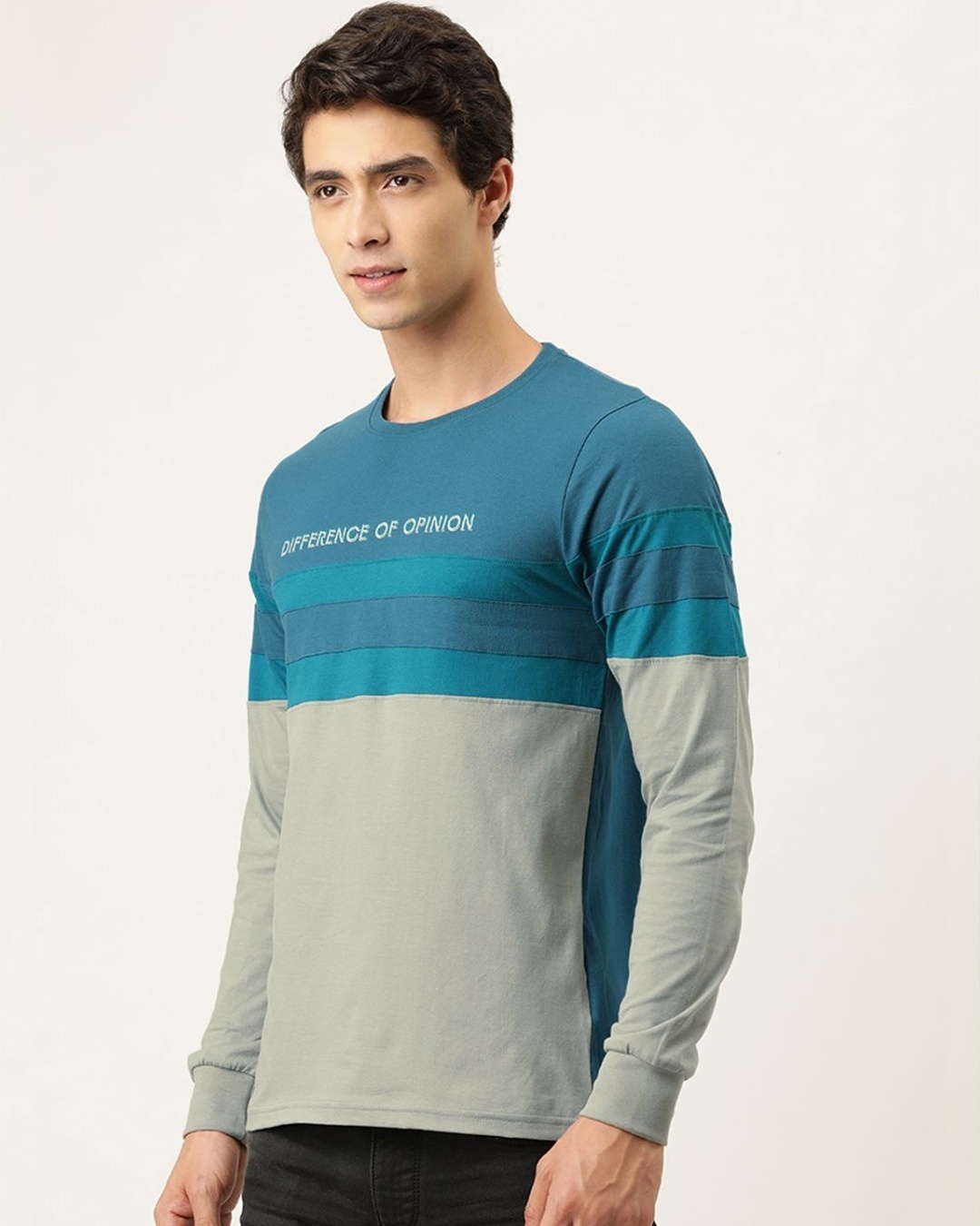 Shop Men's Blue Colourblocked T-shirt-Design