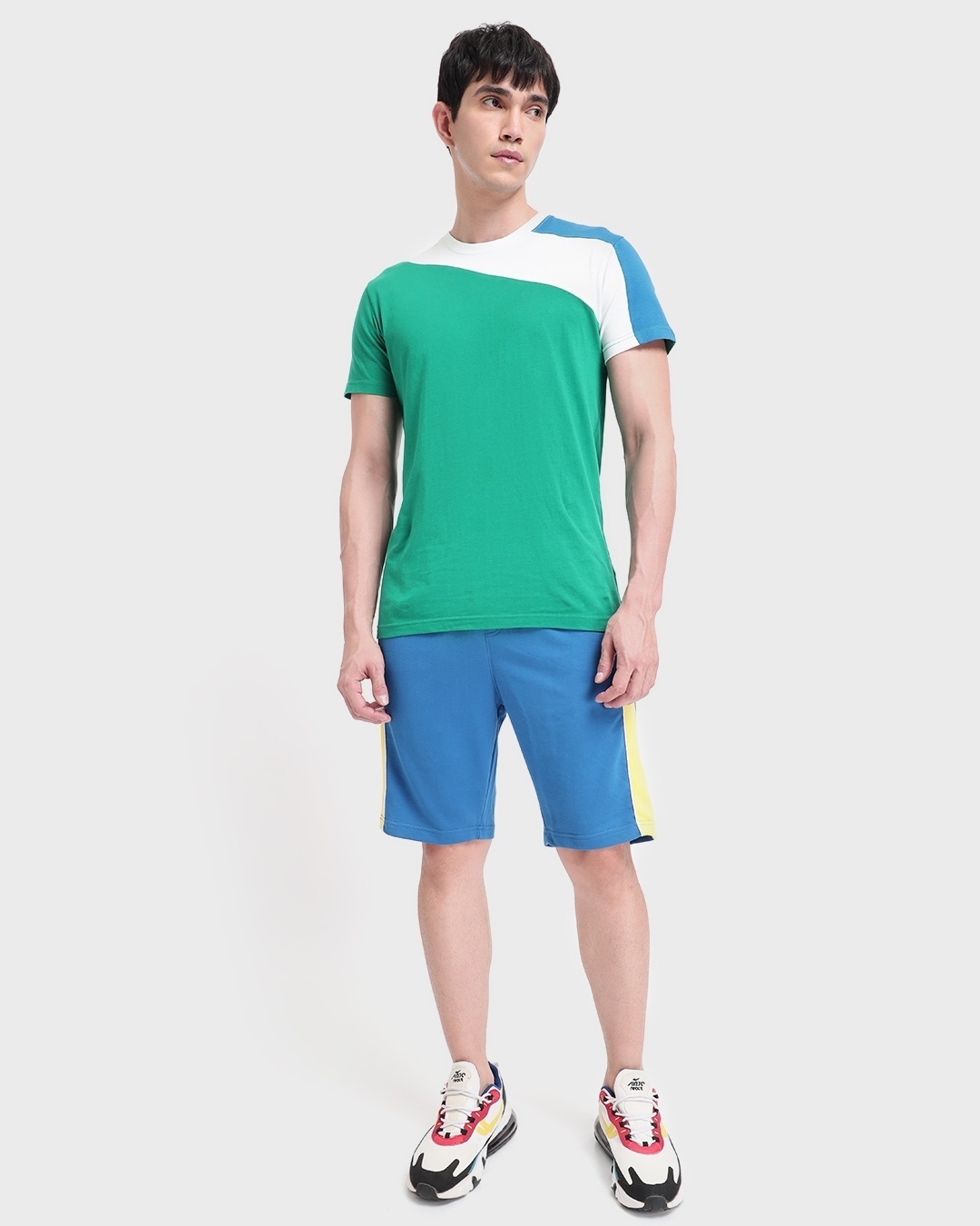 Shop Men's Blue Directoire Colorblock Shorts-Full