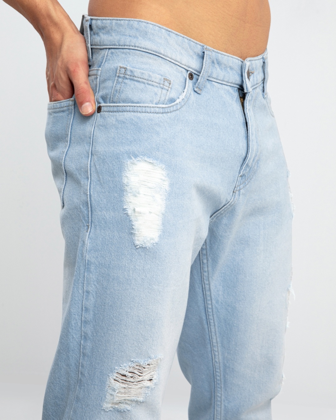 Buy Men's Blue Distressed Relaxed Fit Jeans for Men Blue Online at Bewakoof
