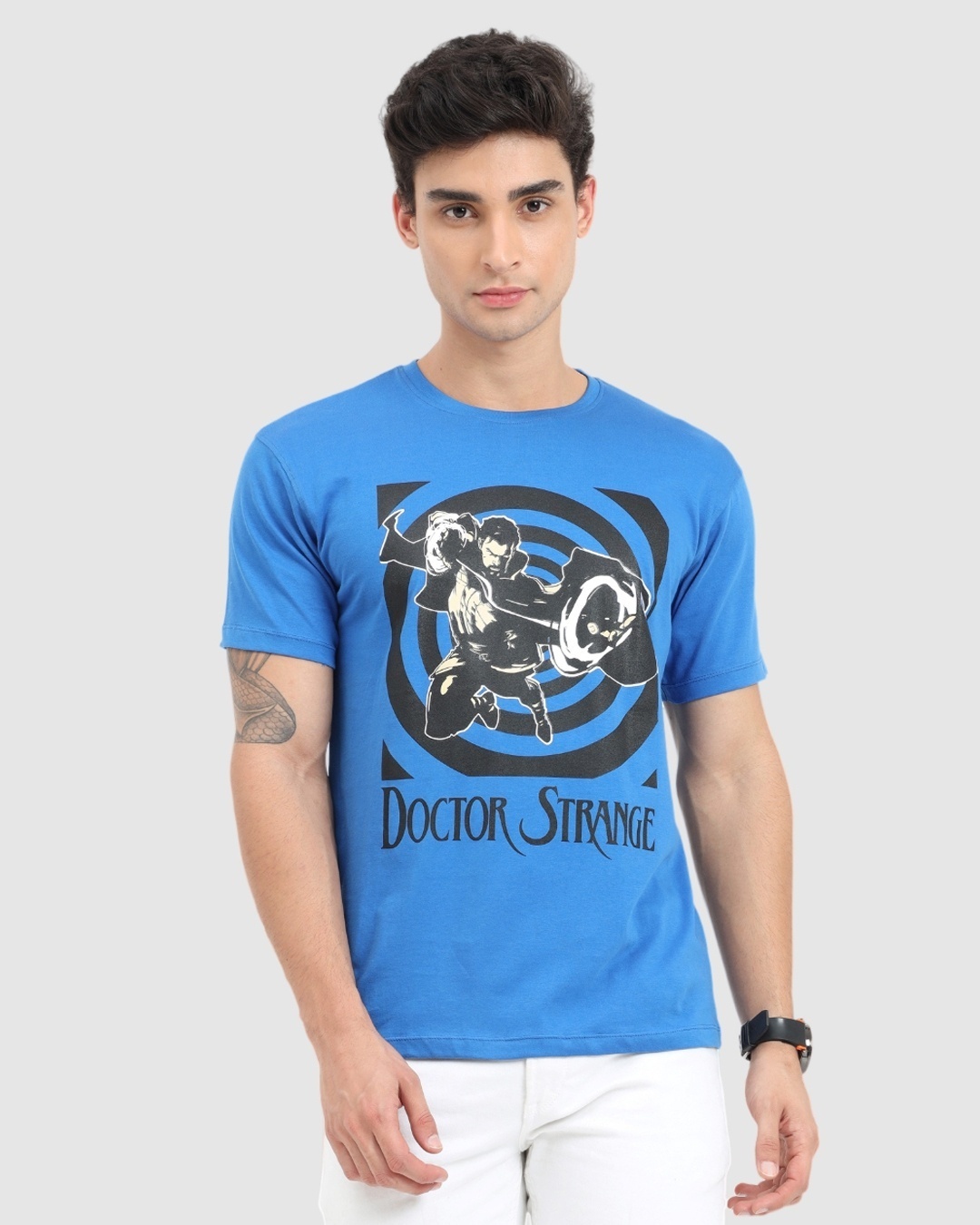 Shop Men's Blue Doctor Strange Graphic Printed T-shirt-Front