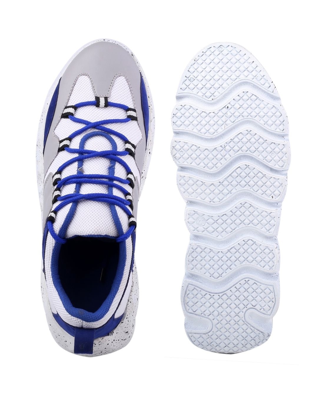 Shop Men's Blue & Grey Color Block Lace Up Sneakers-Full