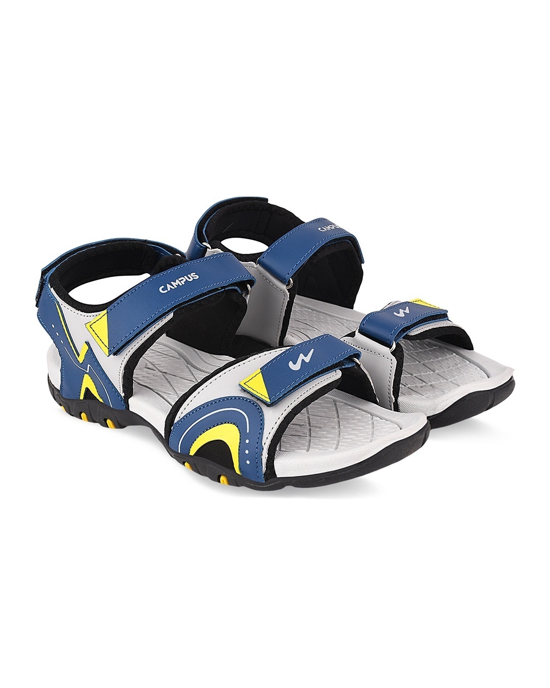Shop Men's Blue & Grey Pashto Color Block Sandals-Front
