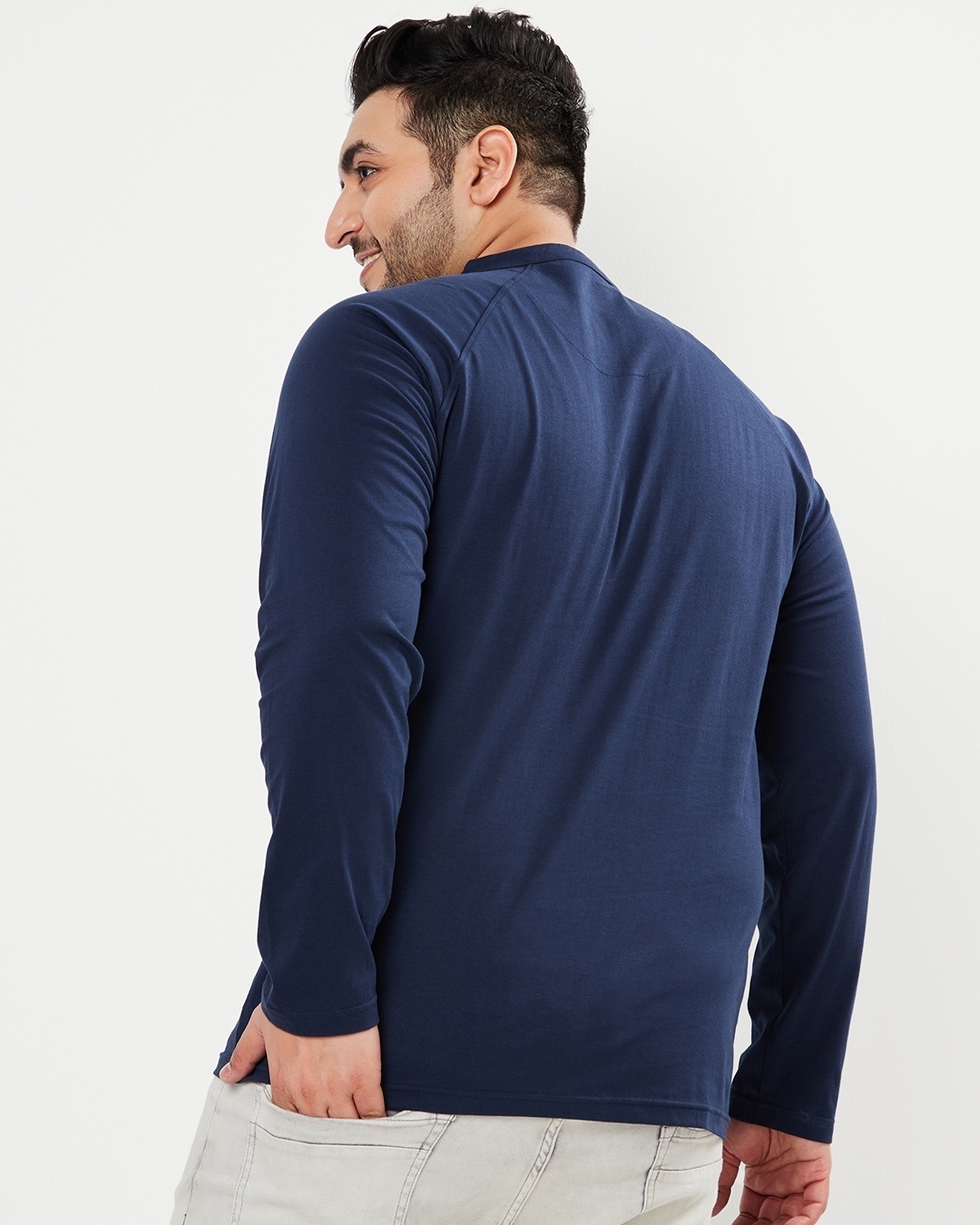 Shop Men's Blue Henley Plus Size T-shirt-Design