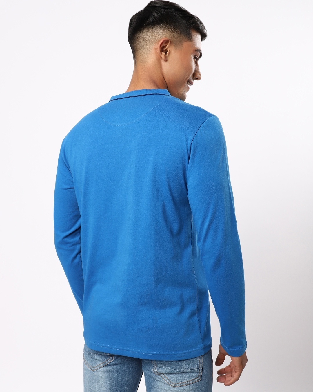 Shop Men's Blue Henley T-shirt-Design
