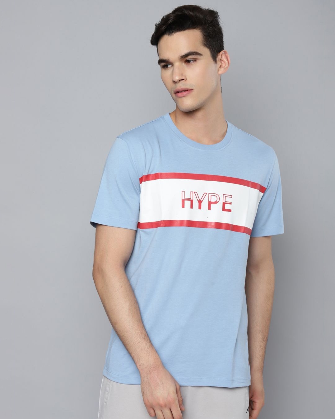 Buy Men's Blue Hype Typography Slim Fit Tshirt for Men Blue Online at
