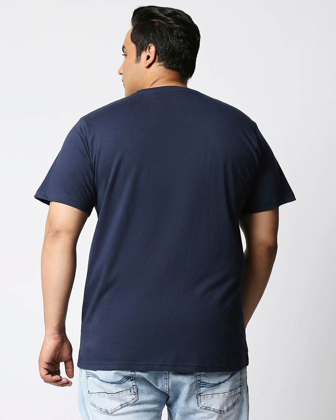 Shop Men's Blue Indian & Proud Typography Plus Size T-shirt-Back