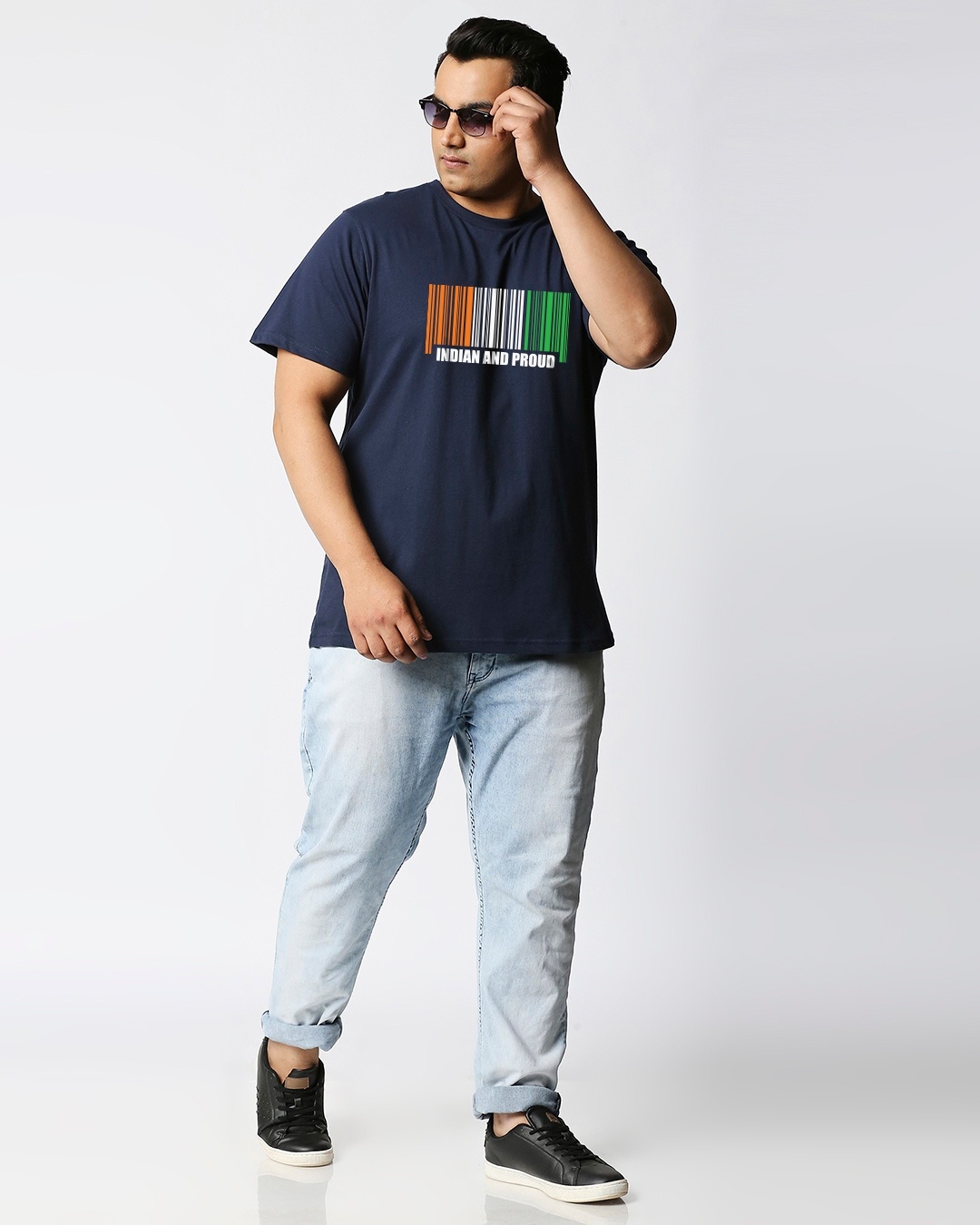 Shop Men's Blue Indian & Proud Typography Plus Size T-shirt-Design