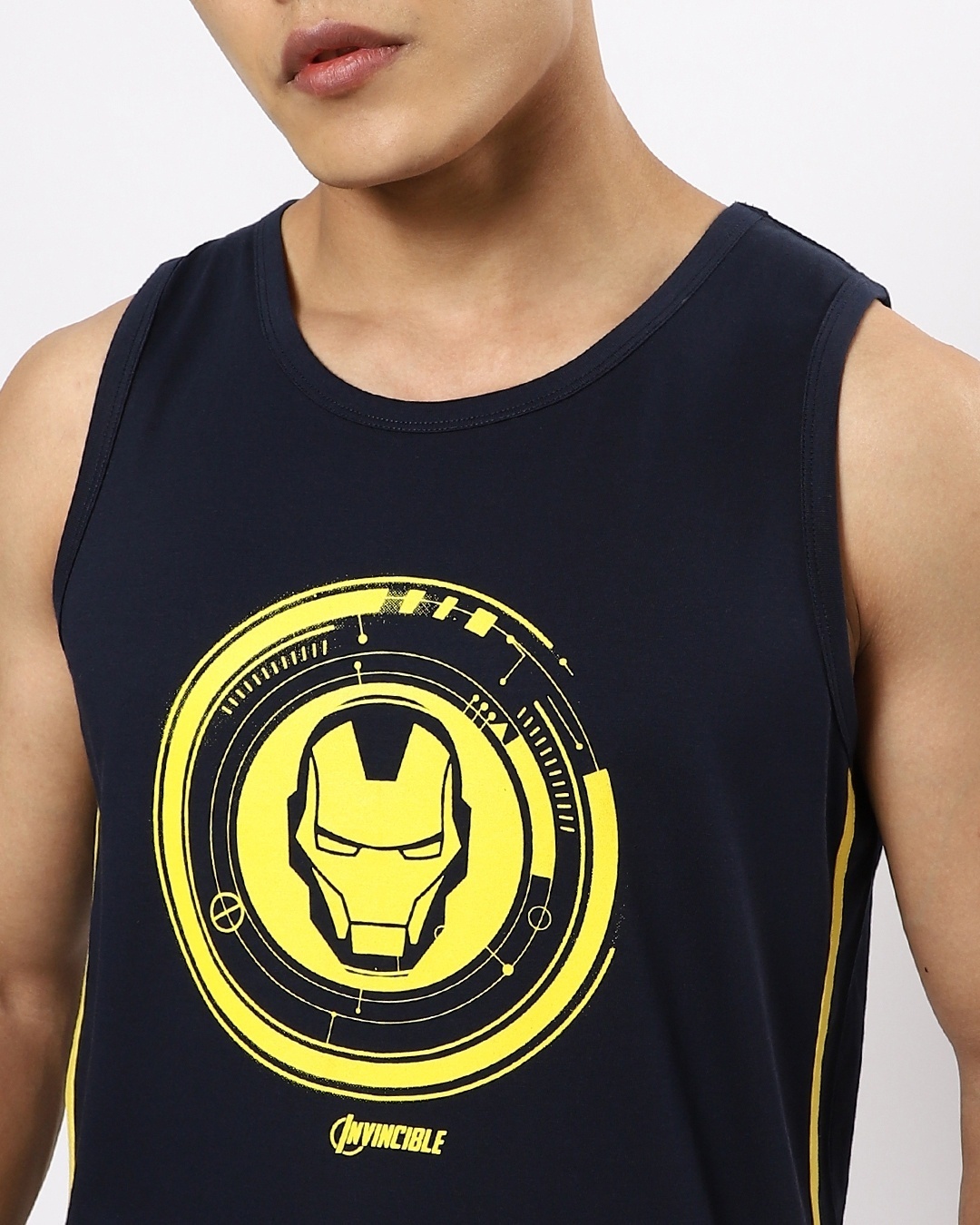 Shop Men's Blue Iron Man Mask Relaxed Fit Graphic Print Vest