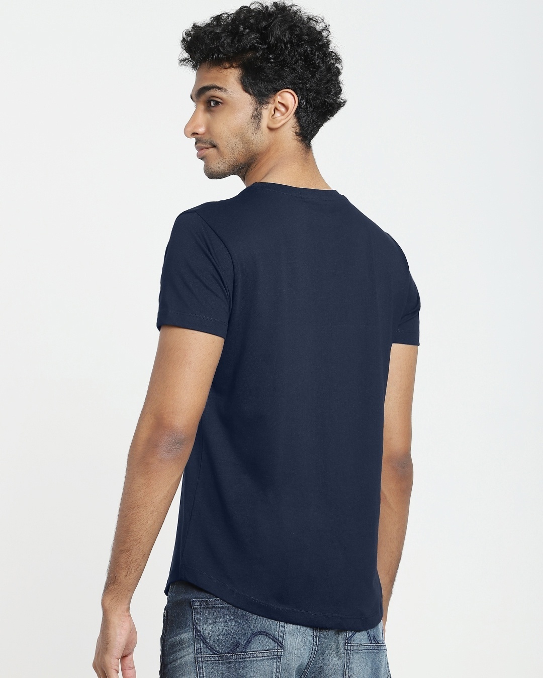 Shop Men's Blue Metaverse Graphic Printed Apple Cut T-shirt-Back