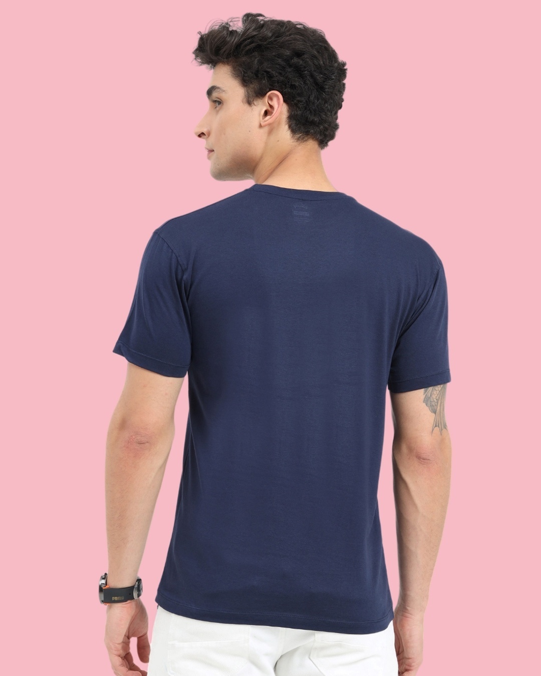 Shop Men's Blue Mickey Mouse Go 28 Typography T-shirt-Design