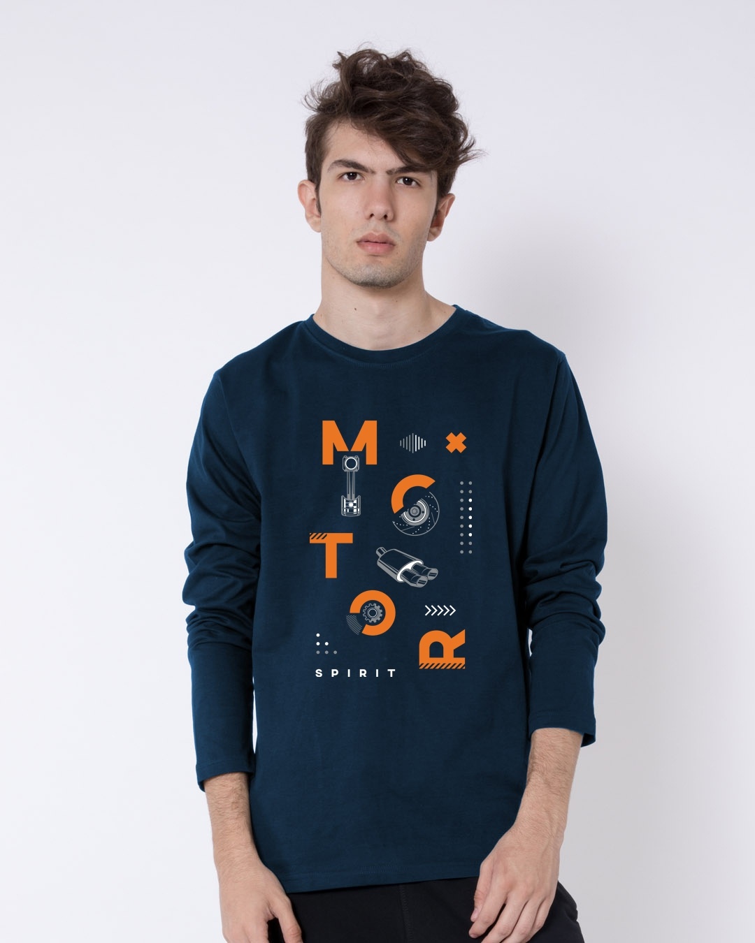 Shop Men's Blue Motor Spirit Typography T-shirt-Front