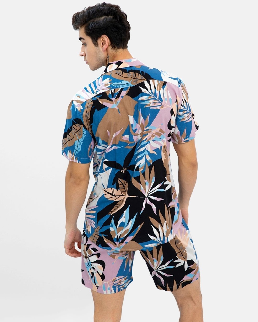 Buy Men's Blue & Pink All Over Floral Printed Co-ord Set Online in ...