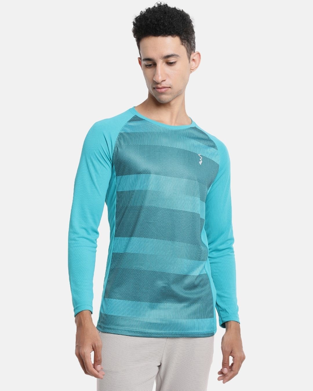 Shop Men's Blue Printed Grindle Effect T-shirt-Front