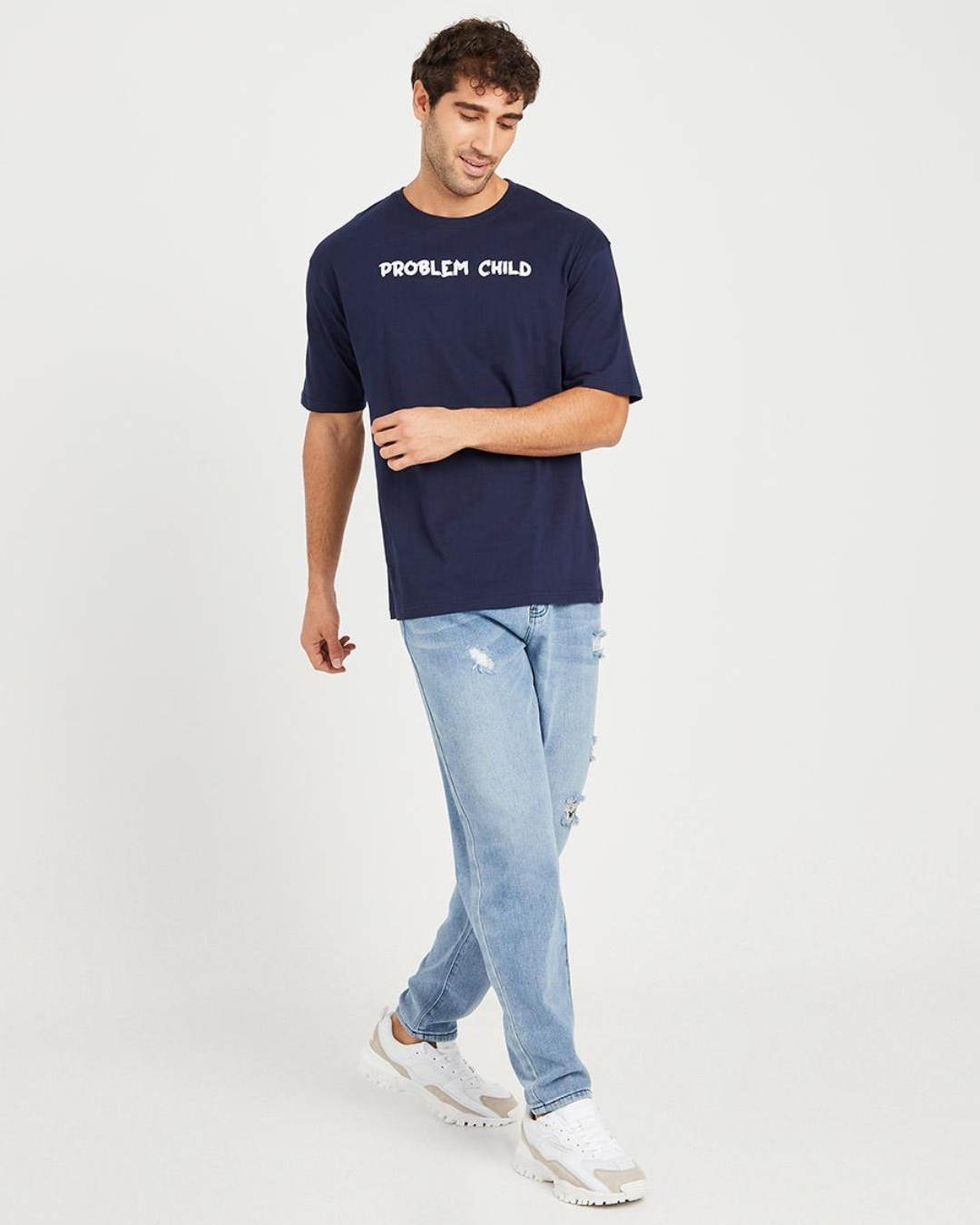 Buy Men's Blue Problem Child Typography T-shirt for Men Blue Online at ...