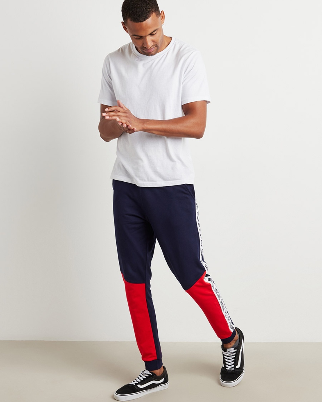 color block joggers mens