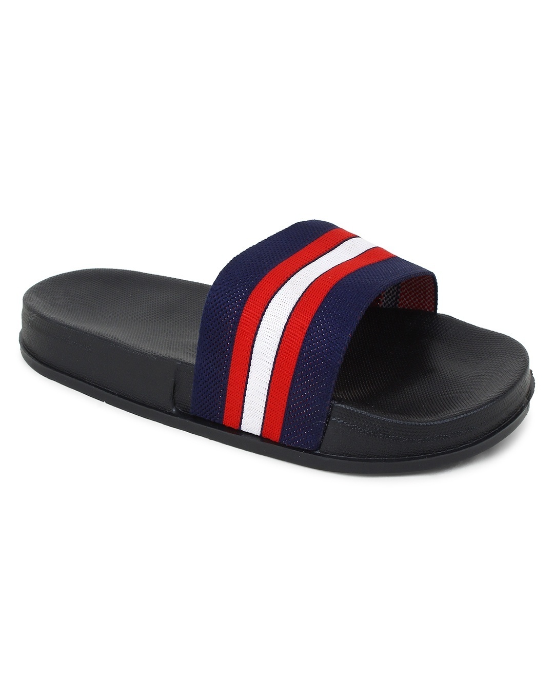 Shop Men's Blue & Red Striped Sliders-Back