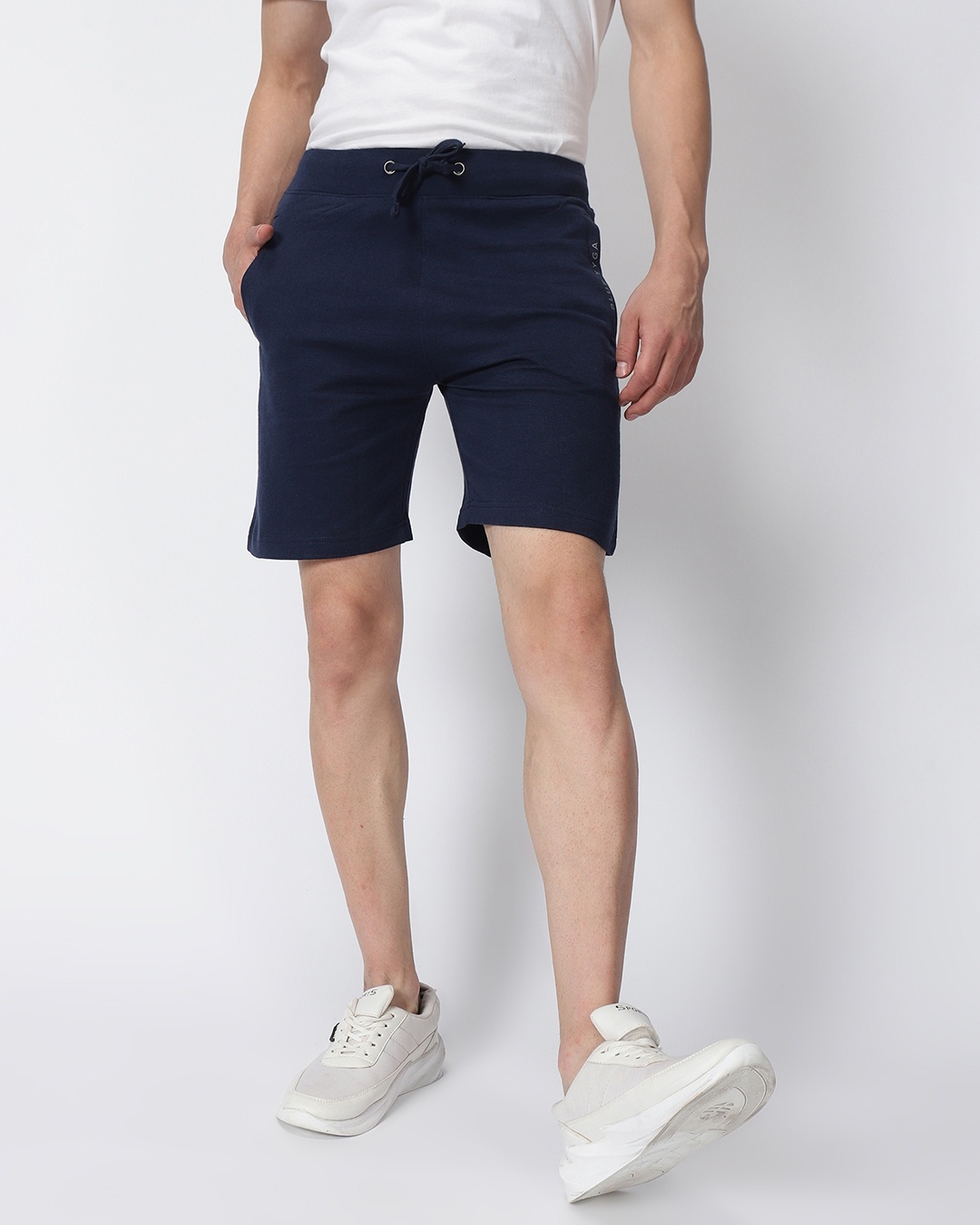 Shop Men's Blue Regular Cotton Casual Shorts-Back