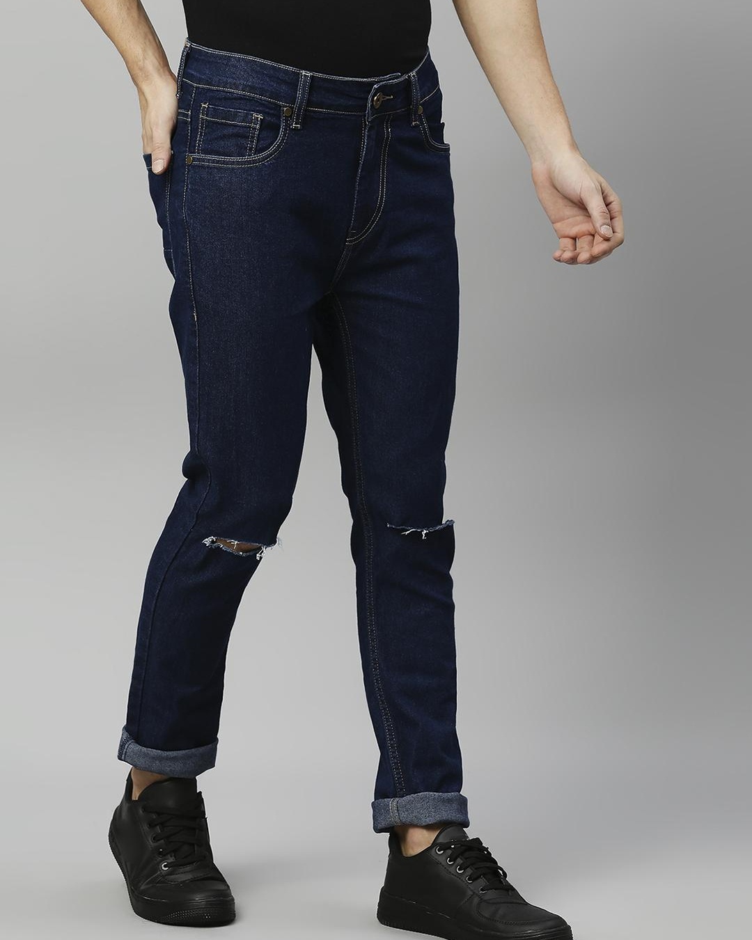 Shop Men's Blue Ripped Slim Fit Jeans-Design