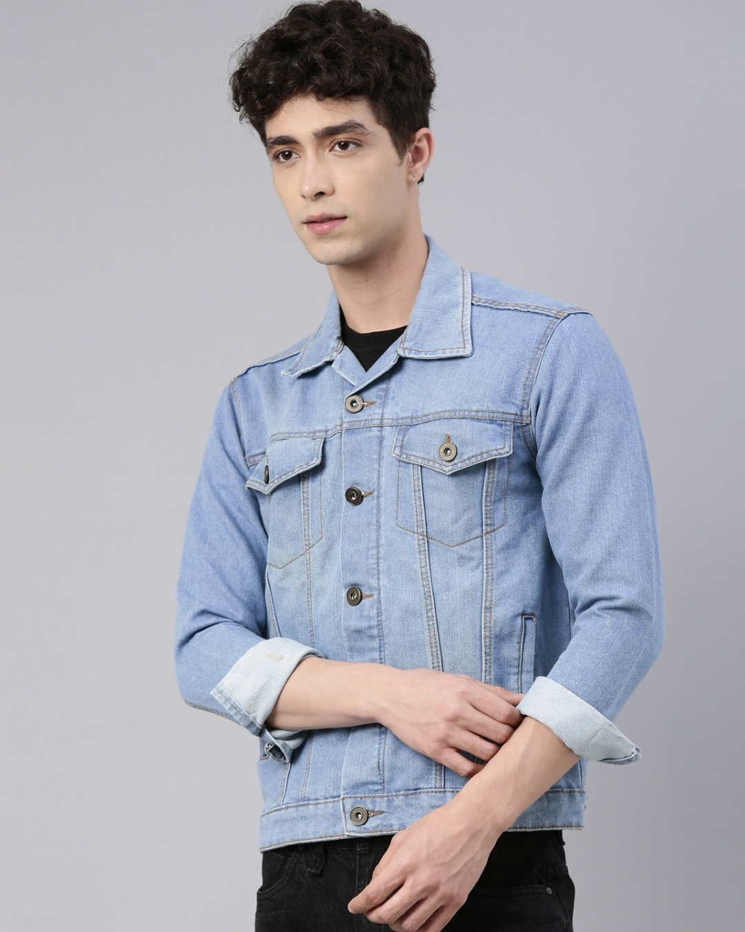 Shop Men's Blue Slim Fit Denim Jacket-Full