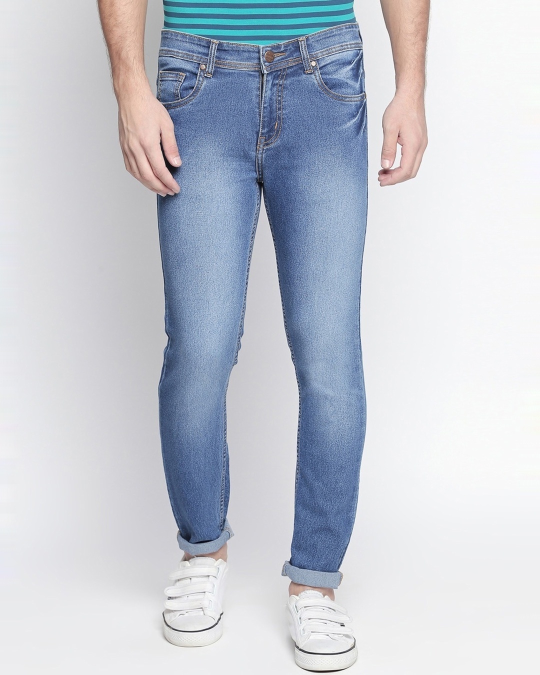Buy Men's Blue Slim Fit Faded Jeans for Men Blue Online at Bewakoof
