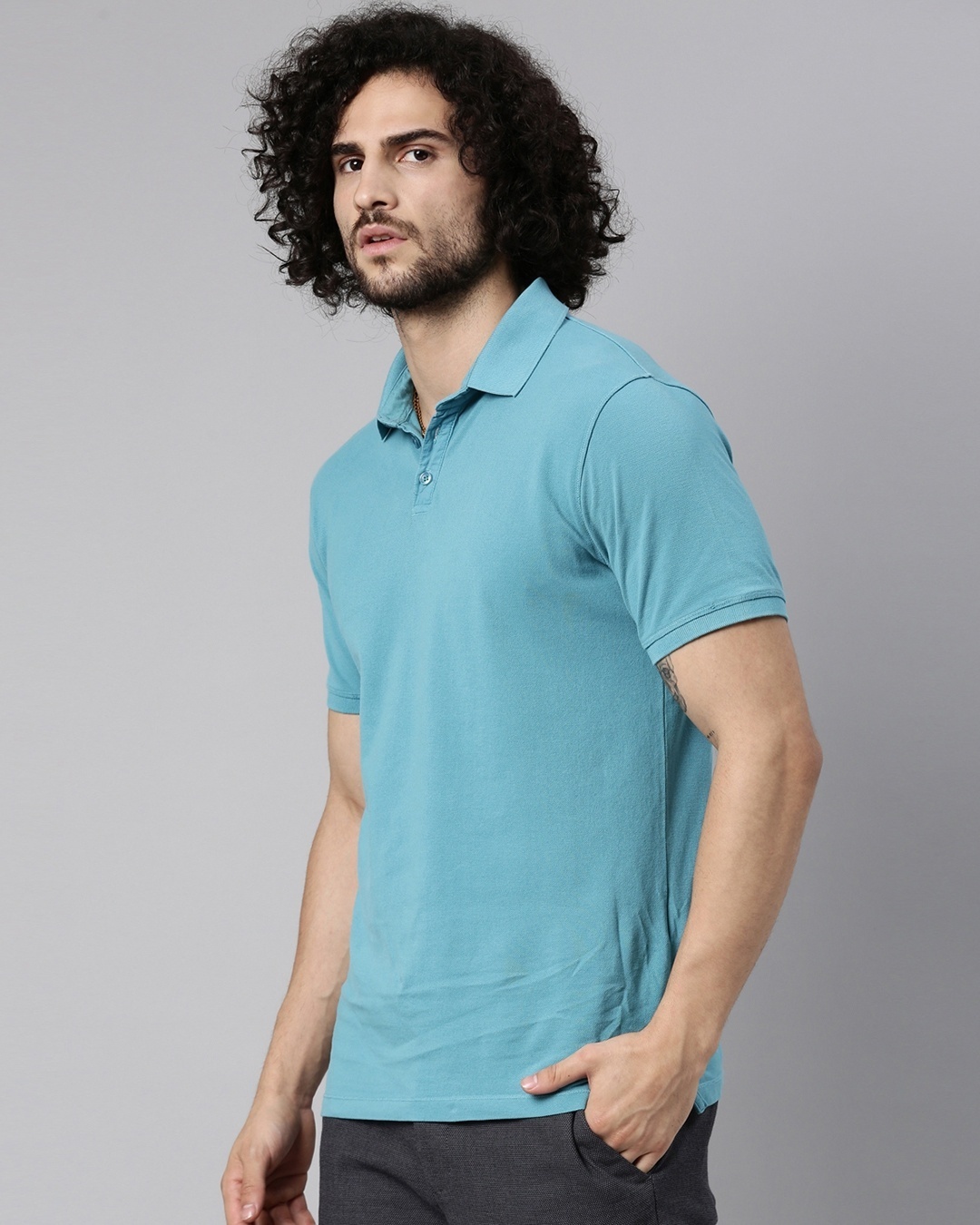 Shop Men's Blue Slim Fit Polo Tshirt-Design