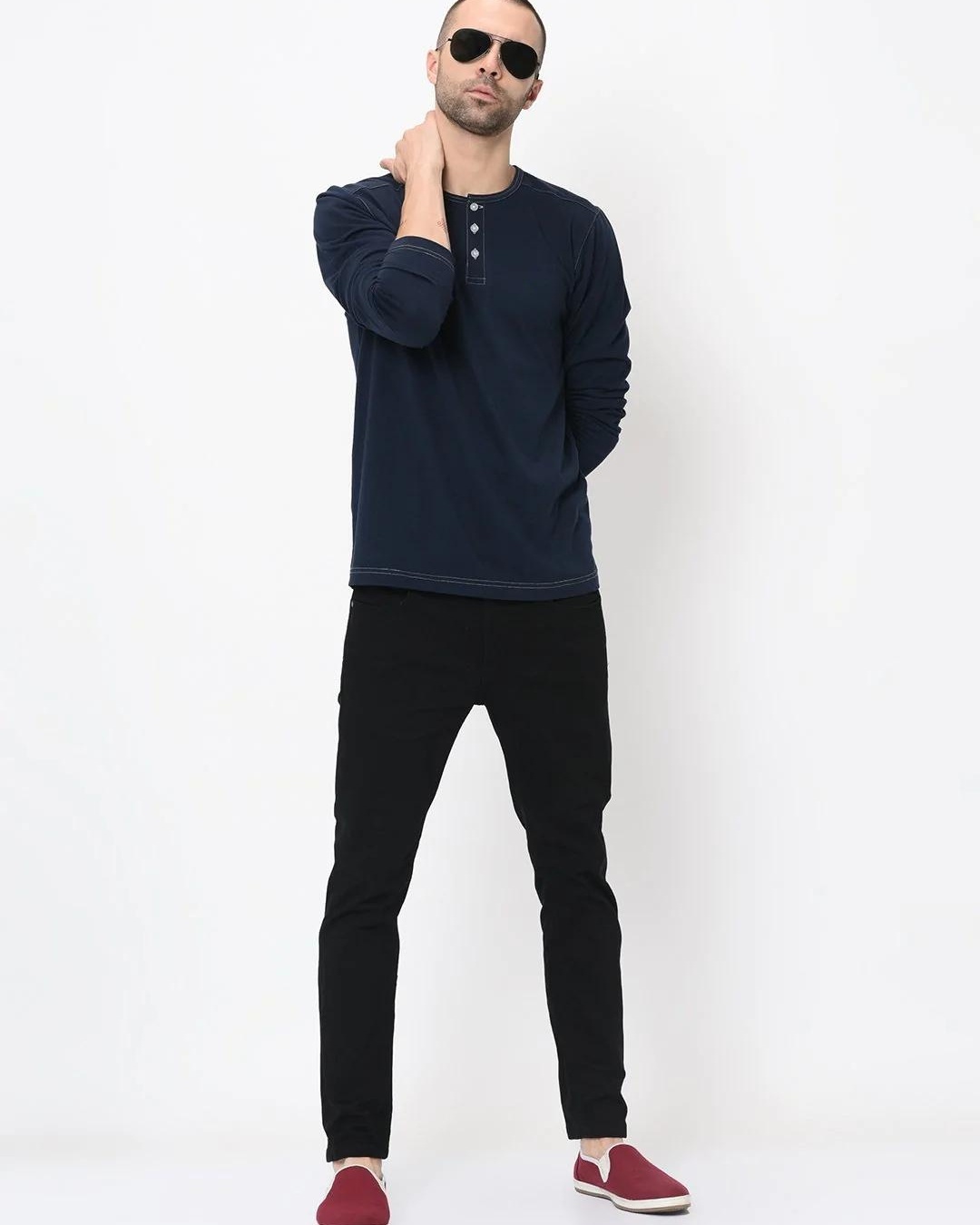 Buy Men's Blue Slim Fit Tshirt for Men Blue Online at Bewakoof
