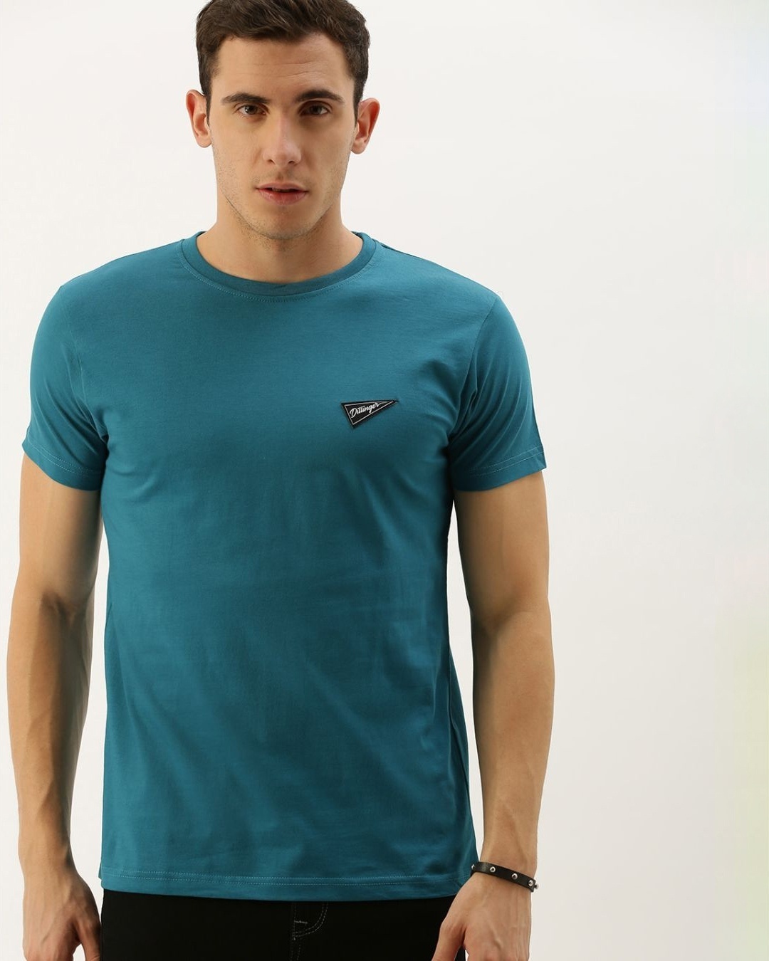 Shop Men's Blue Solid T-shirt-Front