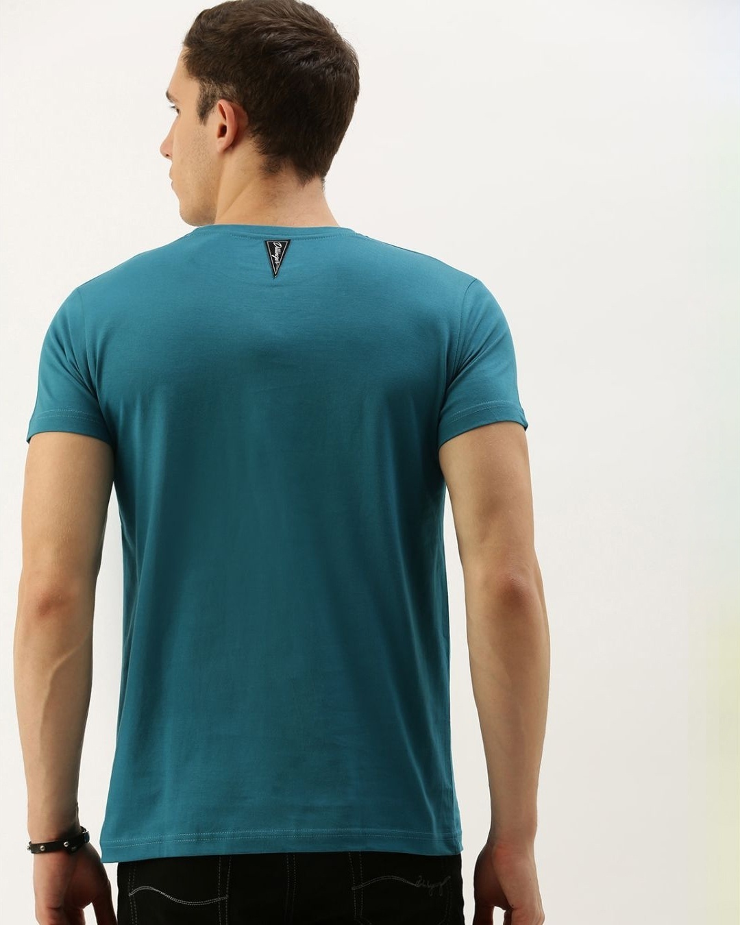Shop Men's Blue Solid T-shirt-Back