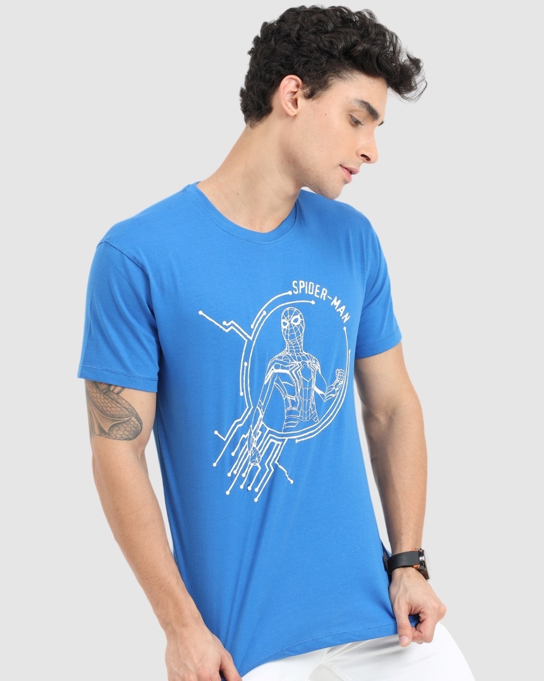 Shop Men's Blue Spider Man Graphic Printed T-shirt-Back