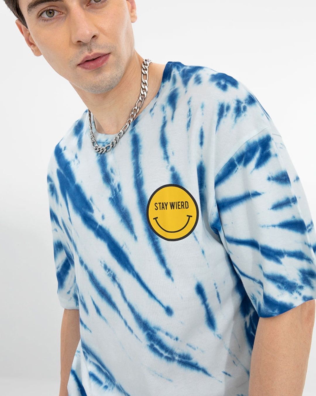 Buy Mens Blue Stay Weird Tie And Dye Oversized T Shirt Online At Bewakoof