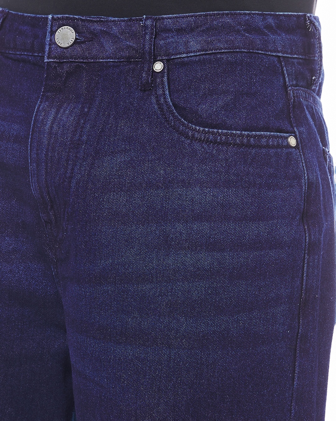 Buy Men's Indigo Blue Straight Fit Distressed Jeans Online at Bewakoof