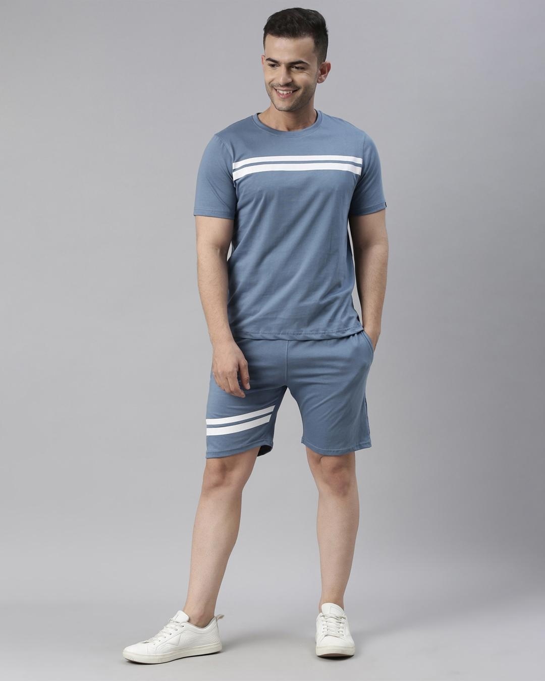 Buy Men's Blue Striped Co-ord Set Online in India at Bewakoof